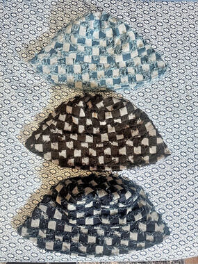 Wild Fable Checker Board Denim Bucket Hat Set Blue & Black